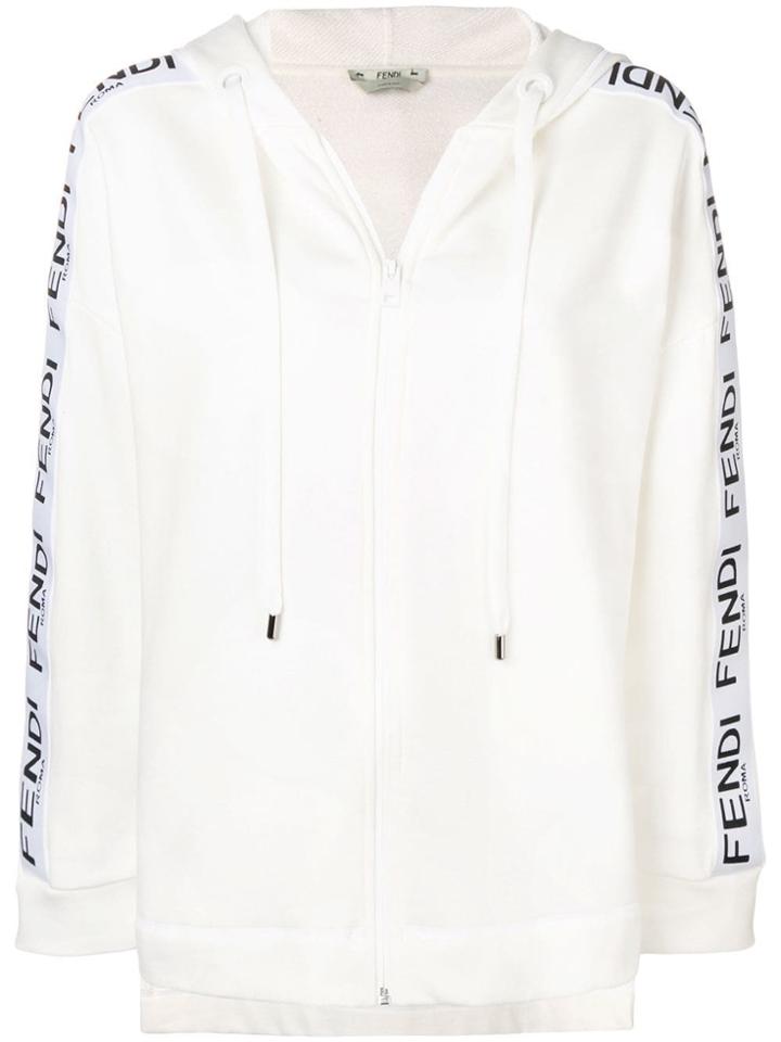 Fendi Logo Zipped Hoodie - White