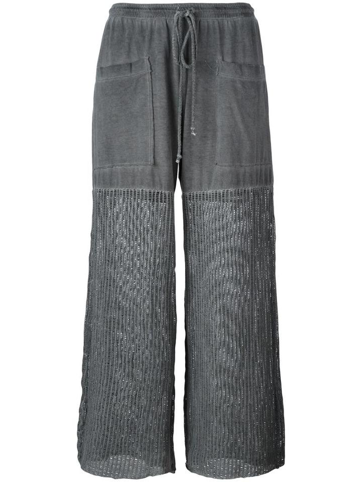 Lost & Found Rooms Mesh Panel Palazzo Pants, Women's, Size: Xs, Grey, Cotton