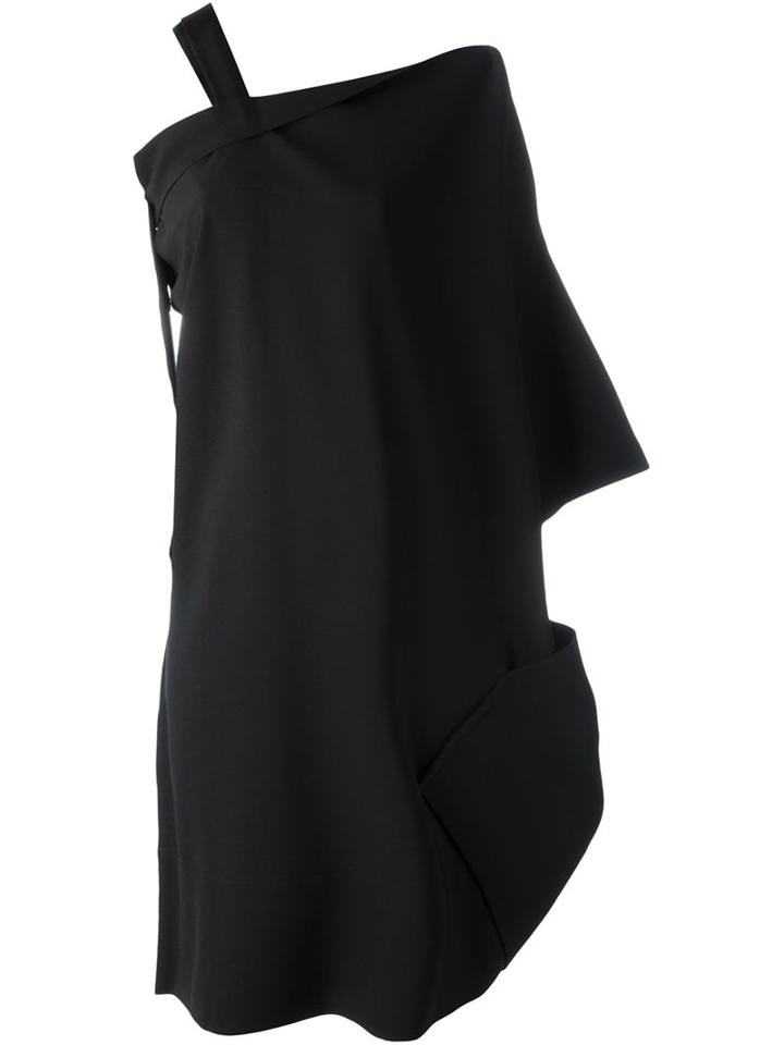 Issey Miyake Draped One Shoulder Dress, Women's, Size: 3, Black, Polyester