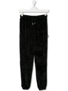 Gcds Kids Velvet Logo Trousers - Black