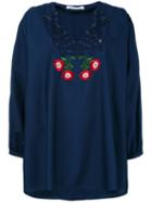 Vivetta - Floral Embroidered Blouse - Women - Cotton - 44, Blue, Cotton