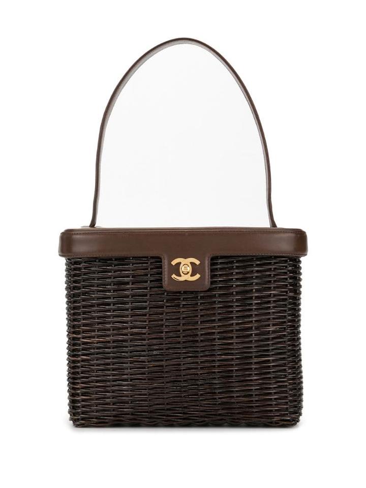 Chanel Pre-owned Woven Cc Shoulder Bag - Brown