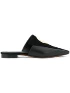 Neous Eyelet Front Flat Mules - Black