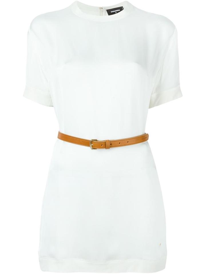 Dsquared2 Belted Shift Dress, Women's, Size: 40, White, Silk