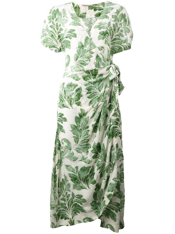 Ermanno Scervino Plant Print Dress, Women's, Size: 46, Green, Silk/viscose