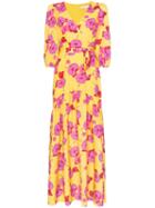 Borgo De Nor Floral-print Tiered-hem Maxi Dress - Yellow