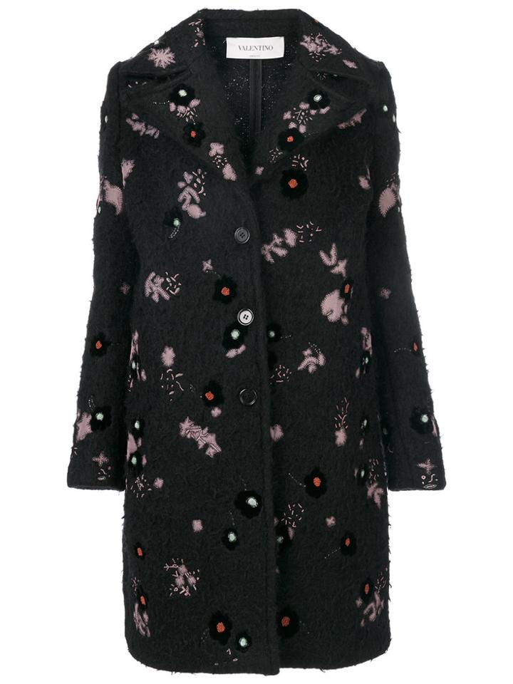 Valentino Embroidered Coat - Black