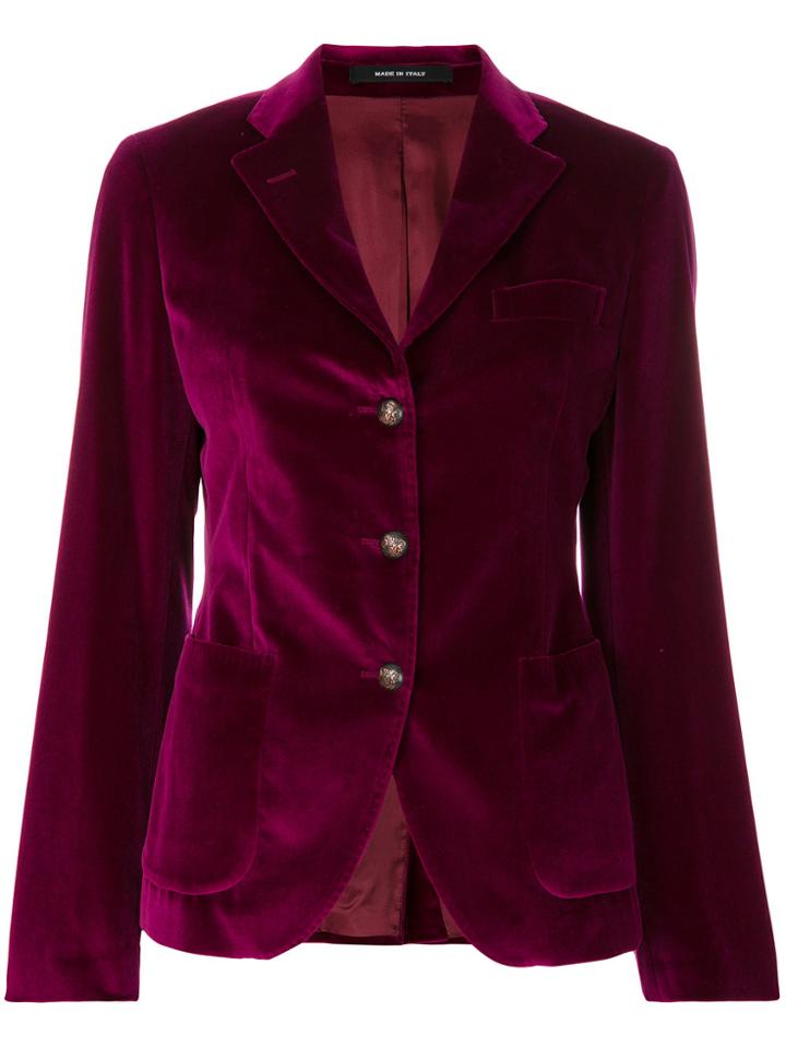 Tagliatore Fitted Velvet Blazer - Pink & Purple