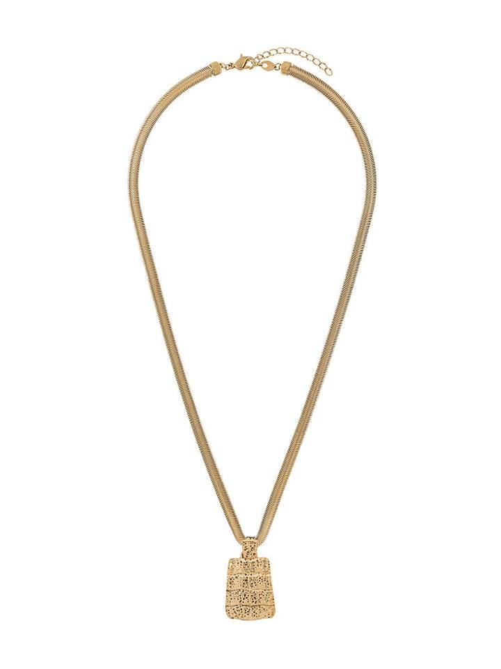 Yves Saint Laurent Pre-owned Crocodile Embossed Tag Necklace - Gold