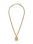 Yves Saint Laurent Pre-owned Crocodile Embossed Tag Necklace - Gold