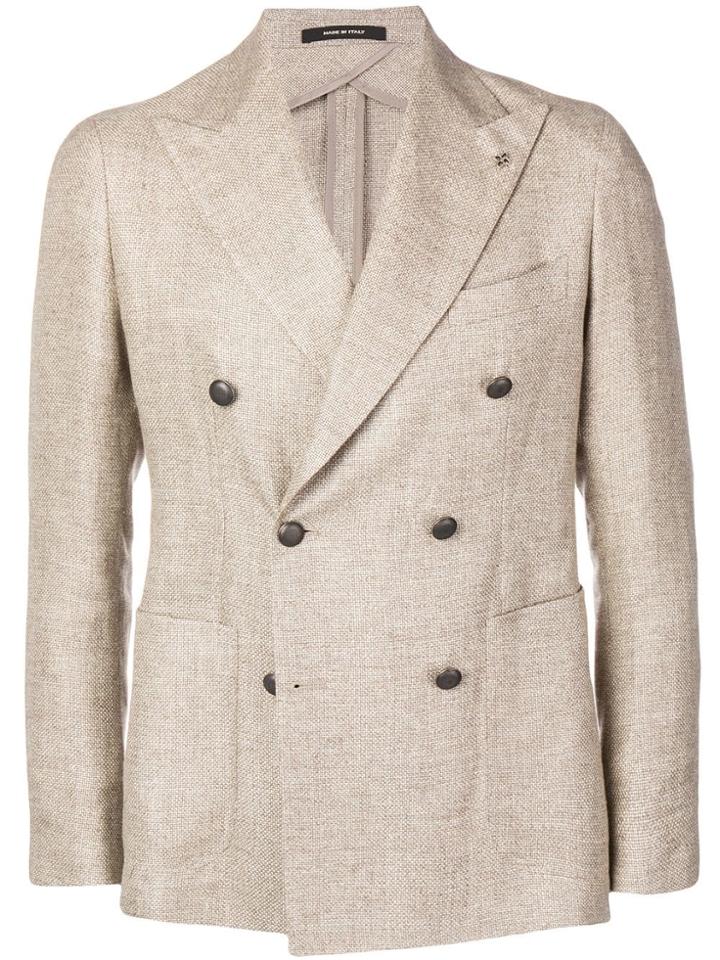 Tagliatore Woven Design Double Breasted Blazer - Neutrals