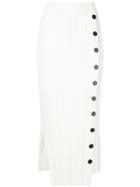 Le Ciel Bleu Button Trim Ribbed Skirt - White