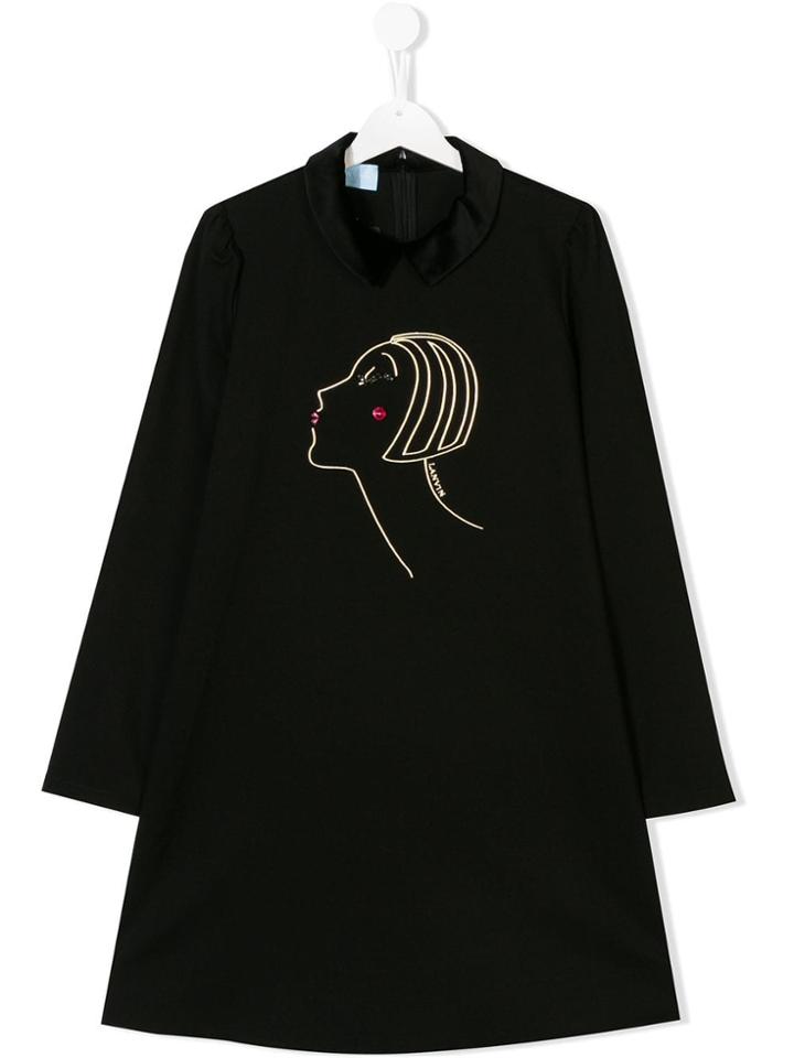 Lanvin Enfant Teen Metallic Print Dress - Black