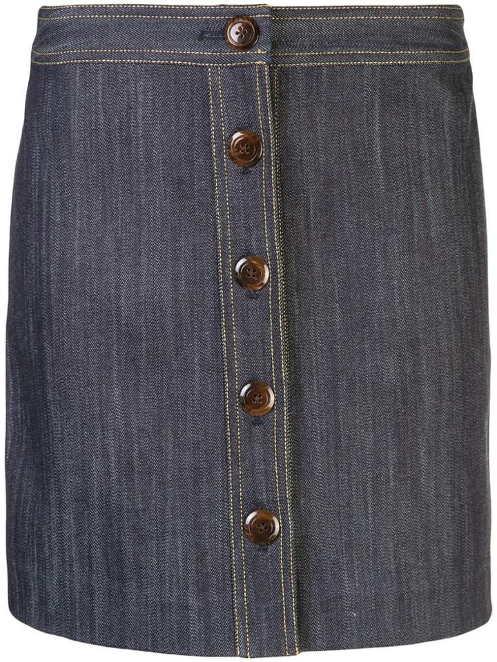 Adam Lippes Buttoned Mini Skirt - Blue