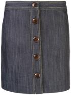 Adam Lippes Buttoned Mini Skirt - Blue
