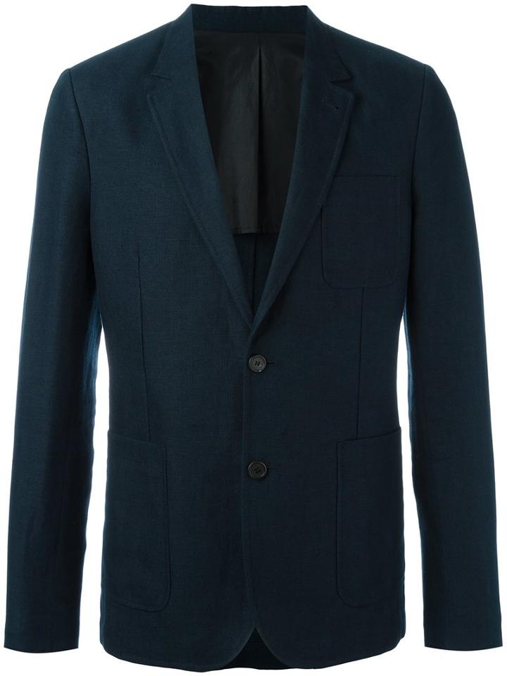 Ami Alexandre Mattiussi Half Lined 2 Button Jacket, Men's, Size: 52, Blue, Cotton/linen/flax
