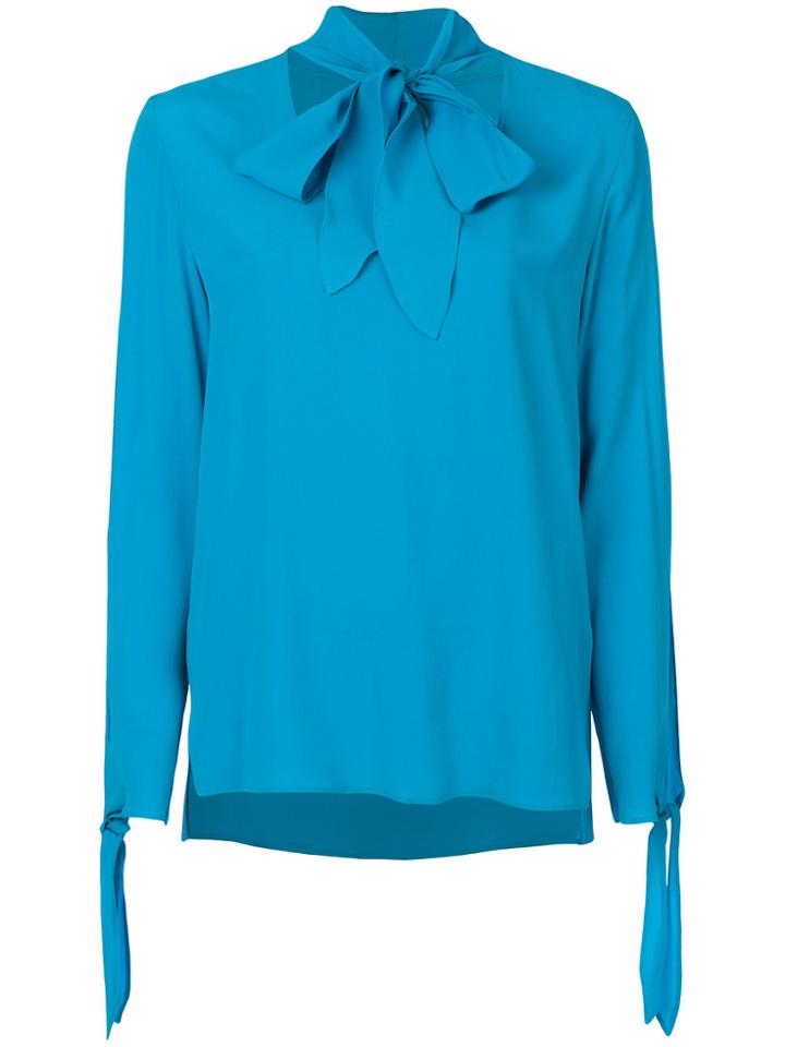 Luisa Cerano Tie Neck Blouse - Blue