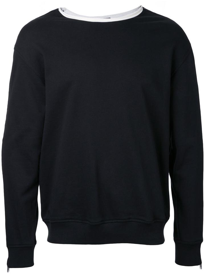 3.1 Phillip Lim - Roll-edge Crewneck Sweatshirt - Men - Cotton - L, Black, Cotton