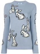 Prada Rabbit Intarsia Knit Jumper - Blue
