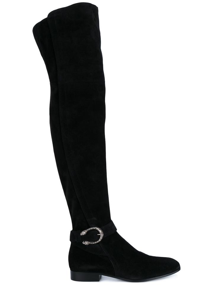 Gucci Black Suede Thigh High Boots
