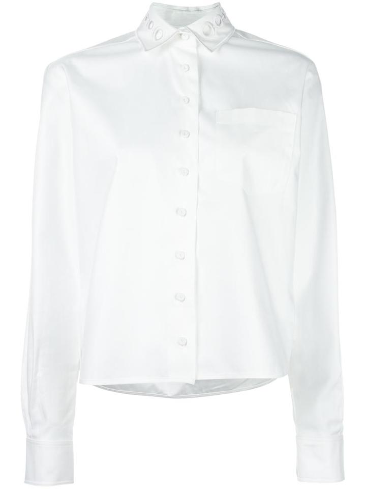 Carven Perforated Collar Shirt, Women's, Size: 42, White, Cotton