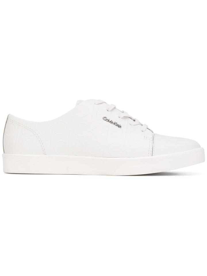 Calvin Klein Logo Embossed Lace-up Sneakers - White
