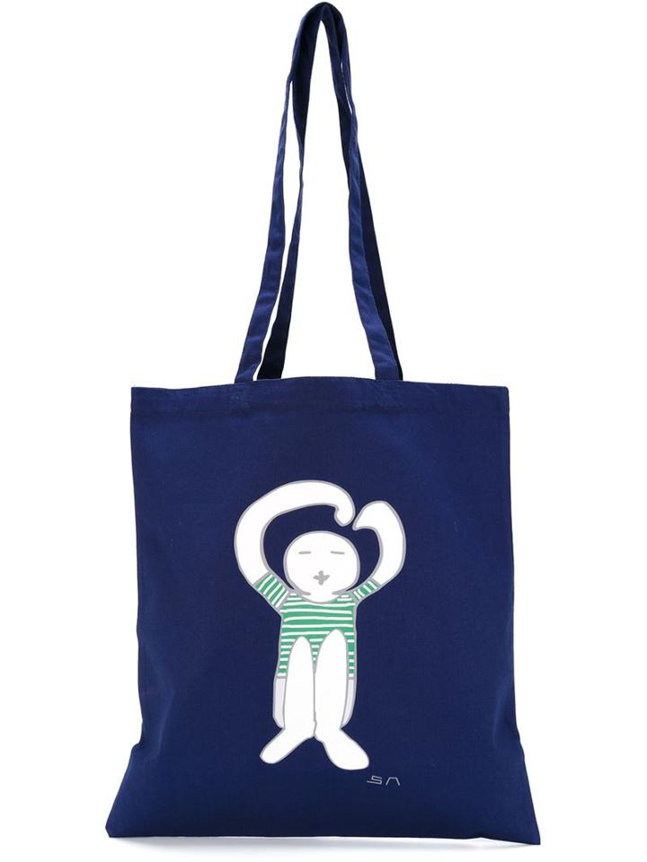 Société Anonyme - Logo Print Tote - Unisex - Cotton - One Size, Blue, Cotton