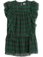 Burberry Kids Teen Check Chiffon Dress - Green