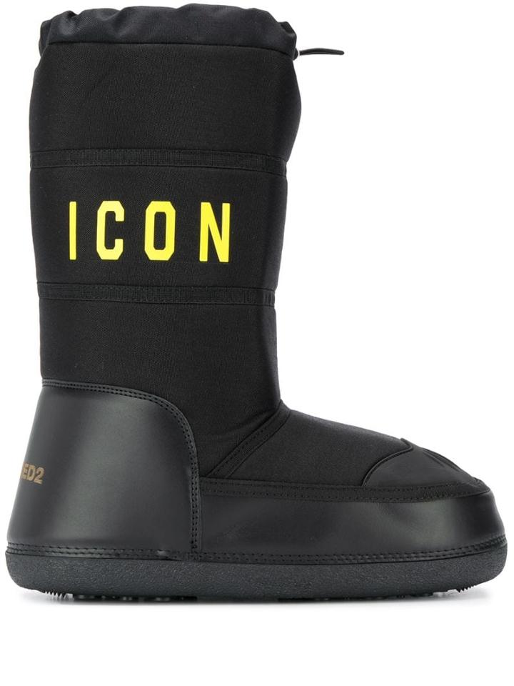 Dsquared2 Print Detail Snow Boots - Black