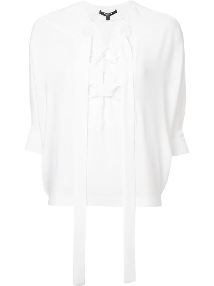 Derek Lam Lace Up Blouse, Women's, Size: 36, White, Silk
