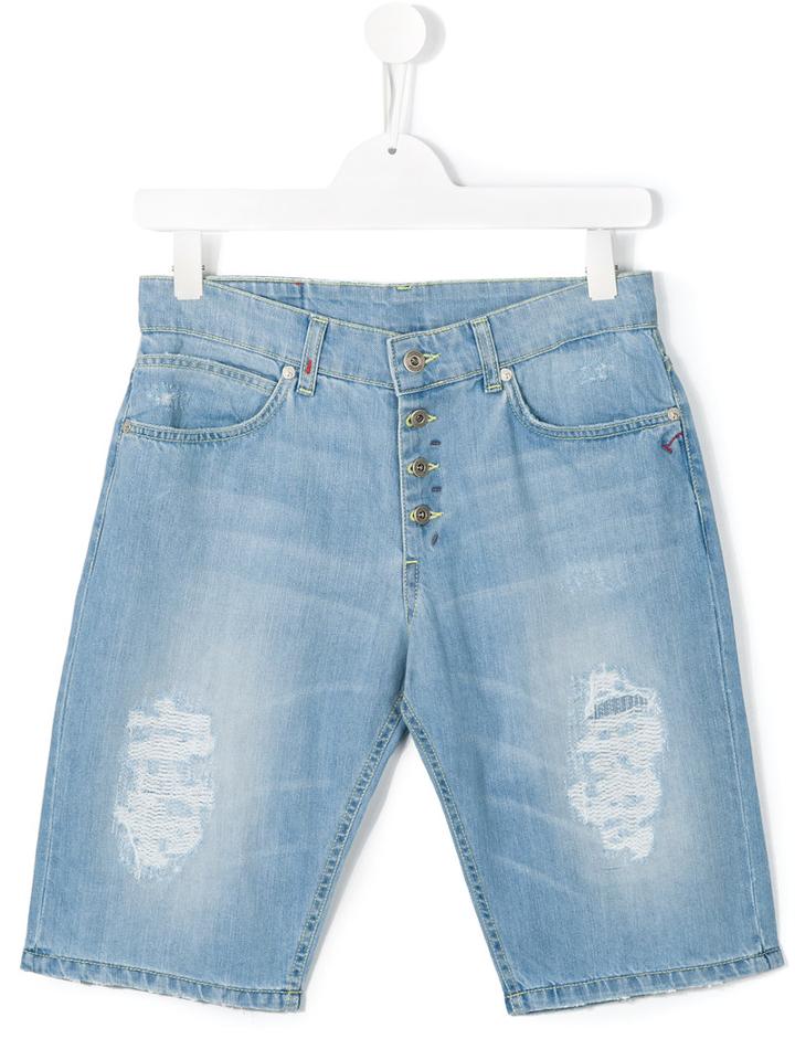 Dondup Kids Distressed Denim Shorts, Boy's, Size: 14 Yrs, Blue