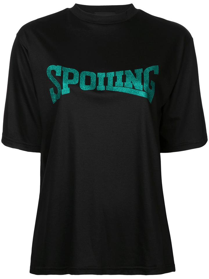 G.v.g.v. - Spoiling Glitter Print Tee - Women - Cotton/lyocell - Xs, Black, Cotton/lyocell