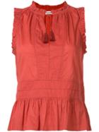 Ulla Johnson Sleeveless Frill Top, Women's, Size: 6, Red, Cotton