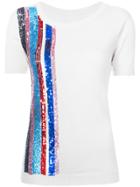 Prabal Gurung Sequin Embroidered Knit Top - White