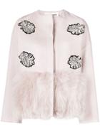 Caban Romantic Embellished Short Jacket - Pink & Purple