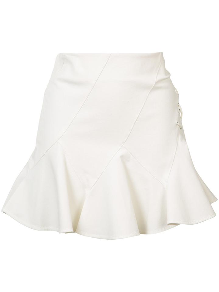 Derek Lam 10 Crosby Laced Detail Mini Skirt, Women's, Size: 0, White, Cotton/spandex/elastane