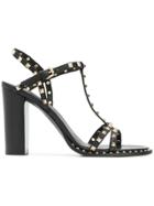 Ash Studded T-bar Lip Sandals - Black