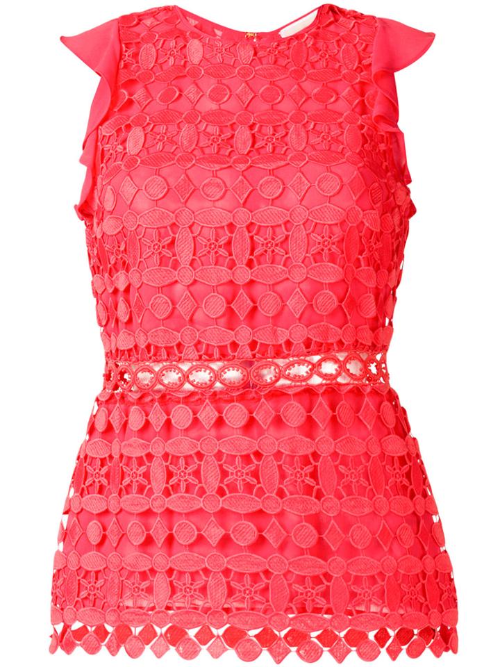 Michael Michael Kors Geometric Floral Lace Top - Red