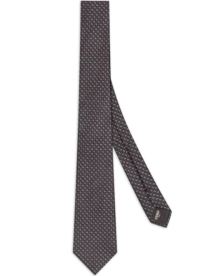 Fendi Polka Dot Print Tie - Grey