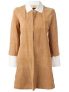 Blancha Contrast Collar Short Coat, Women's, Size: 42, Nude/neutrals, Chamois Leather/lamb Skin