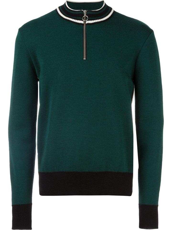 Ami Alexandre Mattiussi Zipped Collar Sweater - Green