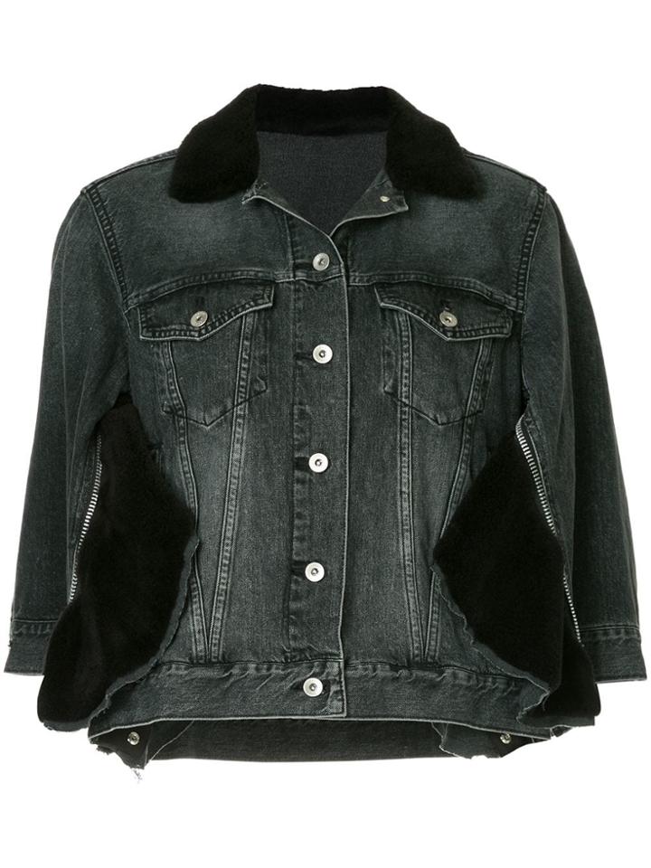 Sacai Button-up Denim Jacket - Grey
