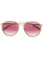 Alexander Mcqueen Eyewear Embellished Sunglasses - Gold