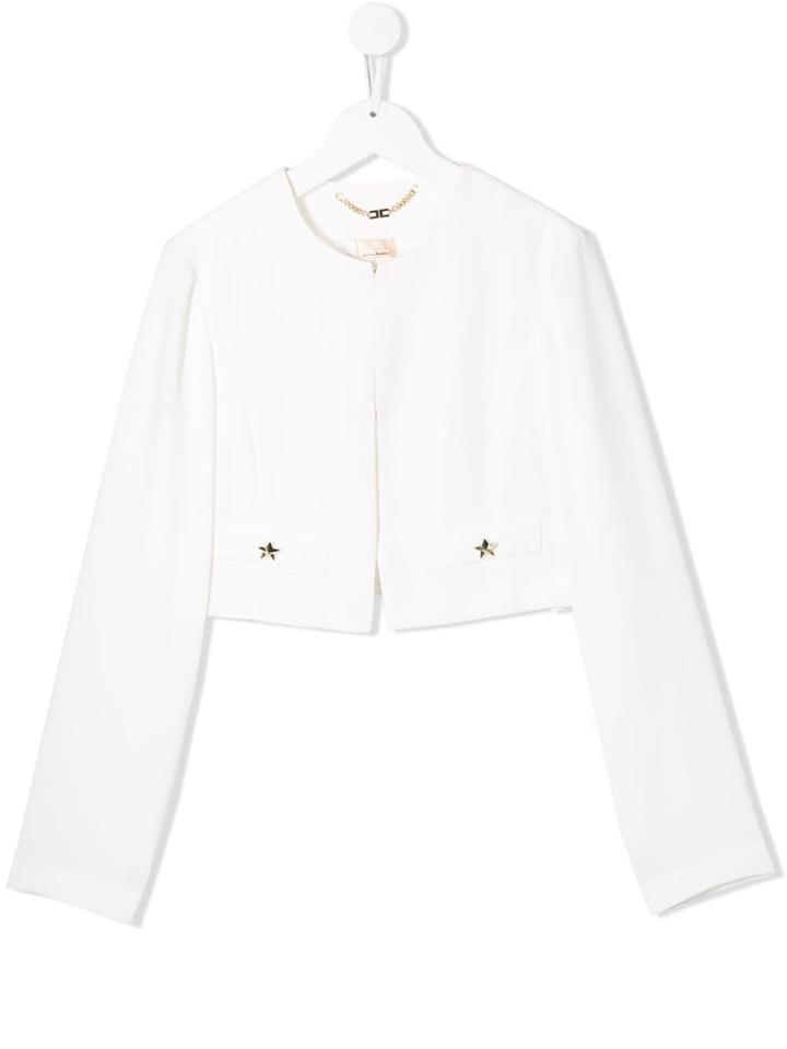 Elisabetta Franchi La Mia Bambina Star Studded Jacket - White