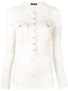 Balmain Button Up Knitted Top - White