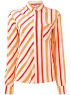 Msgm Striped Shirt, Women's, Size: 44, Yellow/orange, Silk