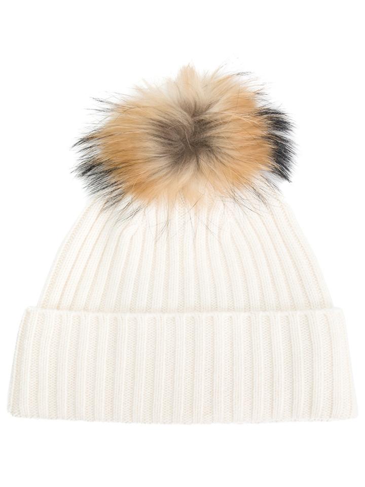 N.peal Pompom Beanie Hat - White
