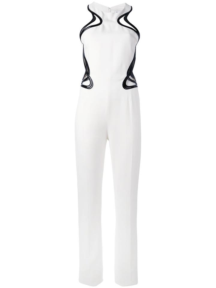 Mugler - Cut Out Detail Sleeveless Jumpsuit - Women - Polyester/viscose - 36, White, Polyester/viscose