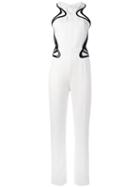 Mugler - Cut Out Detail Sleeveless Jumpsuit - Women - Polyester/viscose - 36, White, Polyester/viscose