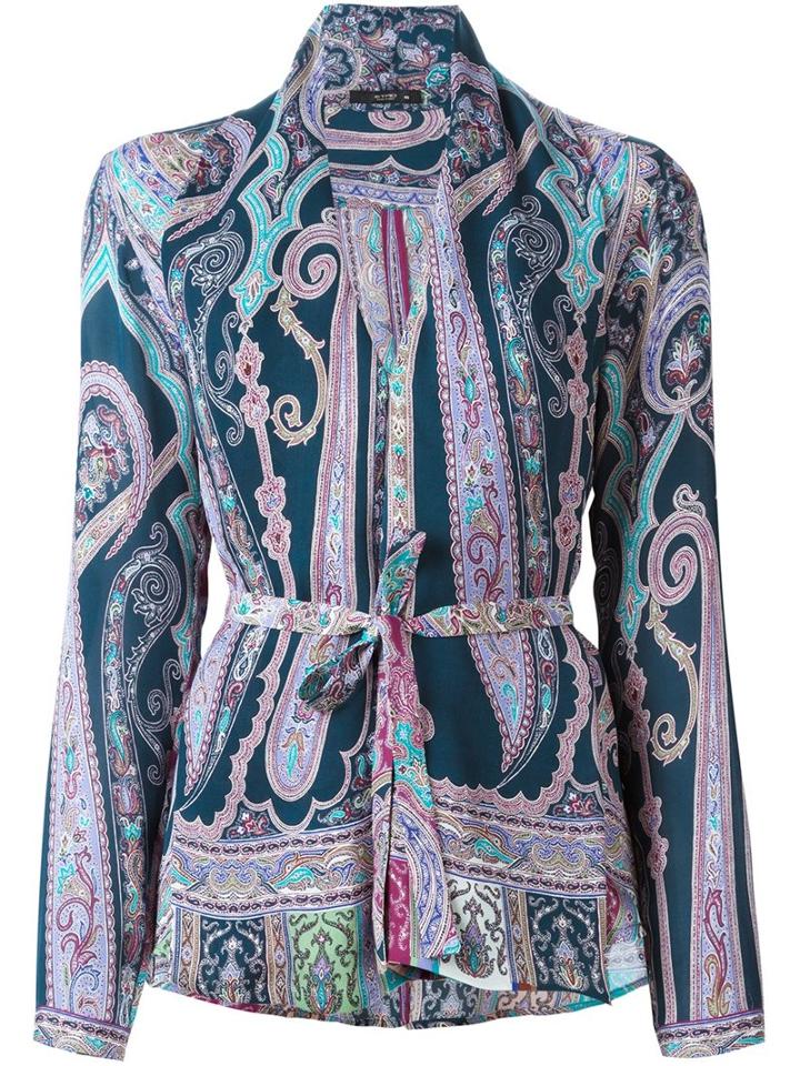 Etro Printed Wrap Blouse, Women's, Size: 42, Pink/purple, Silk